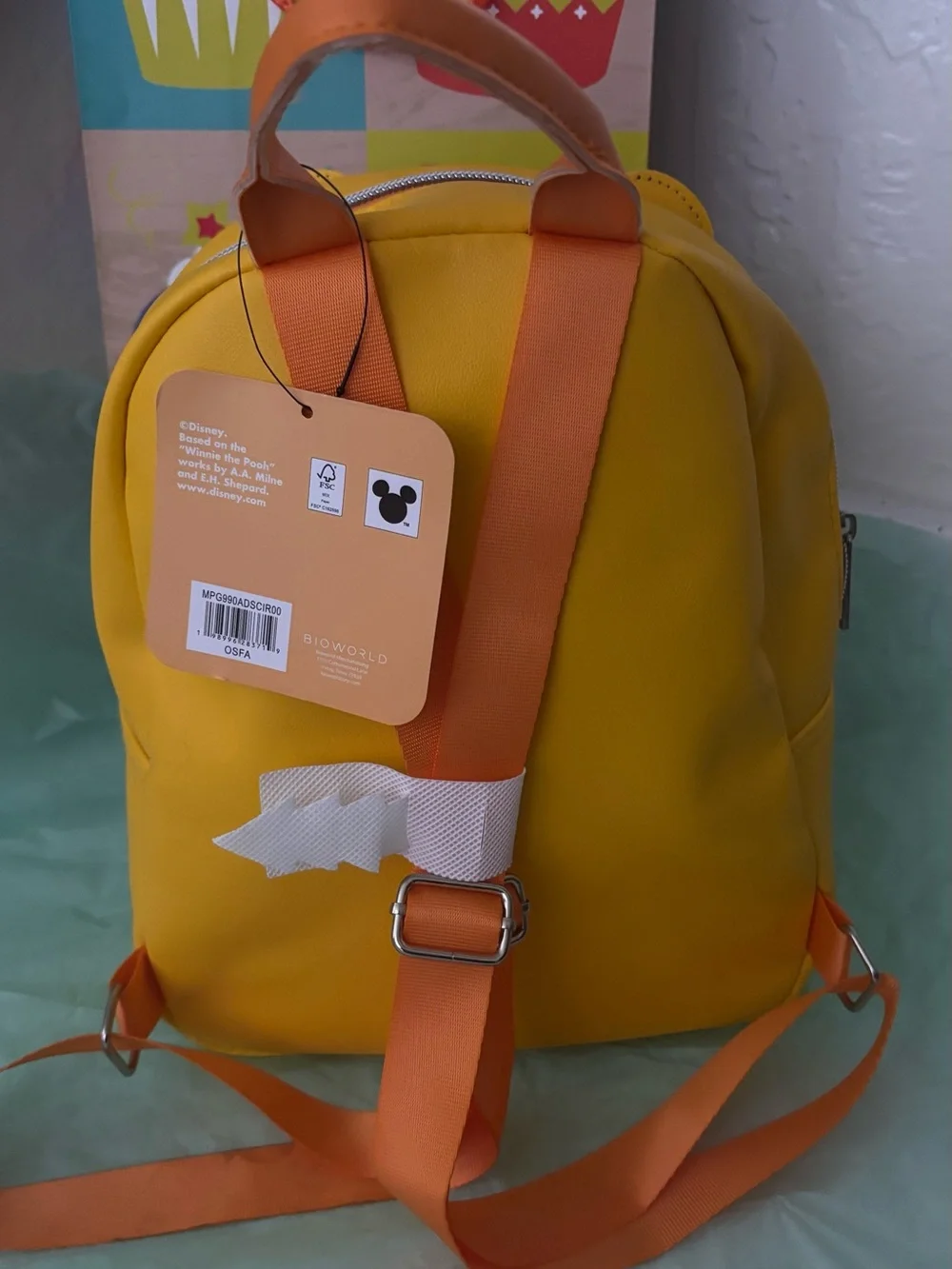 Disney Yellow Winnie the Pooh Kids Backpack with Red Pocket